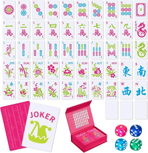 Vista 13 de Soulchen Juego de tarjetas de Mahjong americano de PVC de 168 piezas Boho