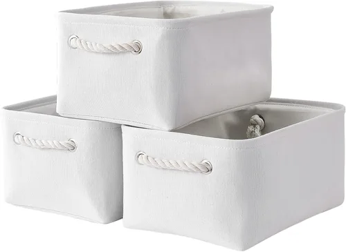Vista 18 de TheWarmHome Contenedores de almacenamiento para estantes, tamaño mediano, 3 unidades, 13.8 pulgadas de largo x 9.8 pulgadas de ancho x 6.7 pulgadas