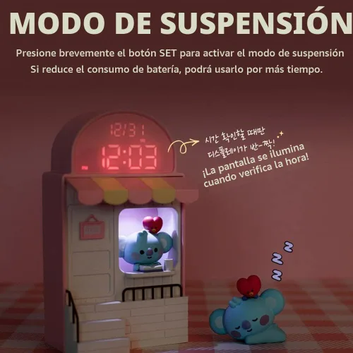Vista 6 de BT21 Reloj de escritorio LED digital Cafe (RJ)