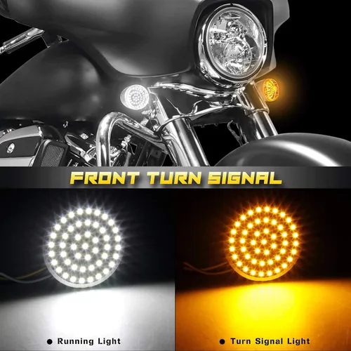 Vista 3 de NTHREEAUTO 1157 Señales de Giro LED Delanteras de 2 Pulgadas Bala Intermitentes Panel SMD Compatible con Harley Dyna Sportster Road King Street Ámbar