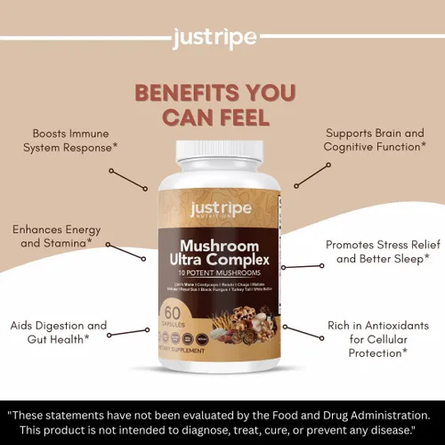 Vista 6 de Reishi, Cordyceps, melena de león y shiitake, refuerzo del sistema inmunológico y suplemento cerebral nootrópico, mejora la memoria