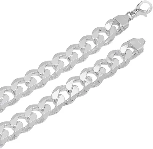 Vista 2 de Verona Jewelers - Collar para hombre de plata de ley 925 maciza italiana 75 mm 8 mm 11 mm 15 mm cadena cubana para hombre eslabones sólidos