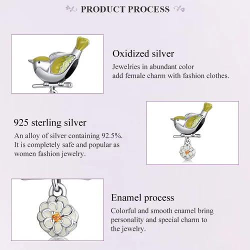 Vista 9 de MUNDELL Authentic 925 Sterling Silver Mom Heart Shaped Pistol with Rose Charm for Original Silver Bracelet or Bangle Jewelry Make Pendants