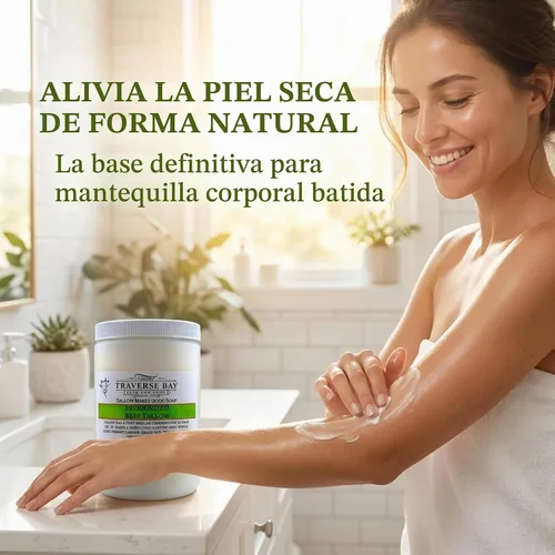 Vista 5 de Traverse Bay Bath and Body Pure Tallow - Tarro resellable de 32 onzas