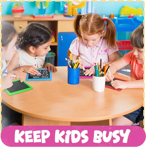 Vista 5 de Mini pizarra de tiza para niños, (paquete de 12) bolsas de regalos para niños, mini pizarra con 2 palos de tiza y 1 borrador para niños y niñas