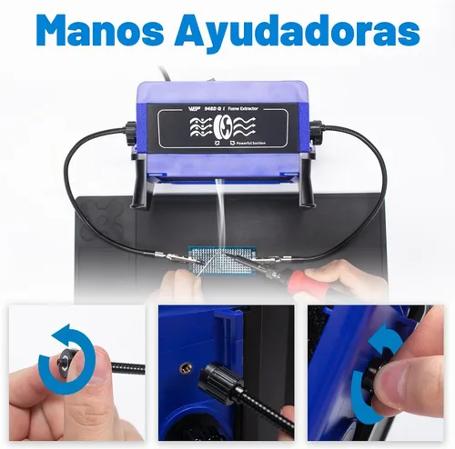 Vista 8 de WEP 948DQ-I - Herramienta extractora de humos con doble filtrado, manos de ayuda, ángulo de inclinación ajustable, guardabarros para estación