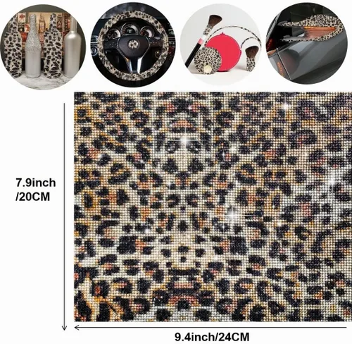Vista 2 de 12000 calcomanías de diamantes de imitación con estampado de leopardo, hojas de diamantes de imitación de 0.079 pulgadas, calcomanías de cristal