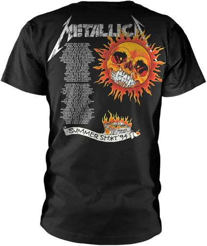 Vista 2 de Metallica Camiseta con diseño de calavera flaming Tour 94 negro