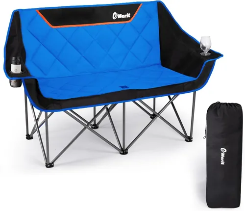 Vista 15 de EMERIT Paquete de 2 sillas de campamento acolchadas de gran tamaño, resistente capacidad de 450 libras, silla cuádruple plegable al aire libre