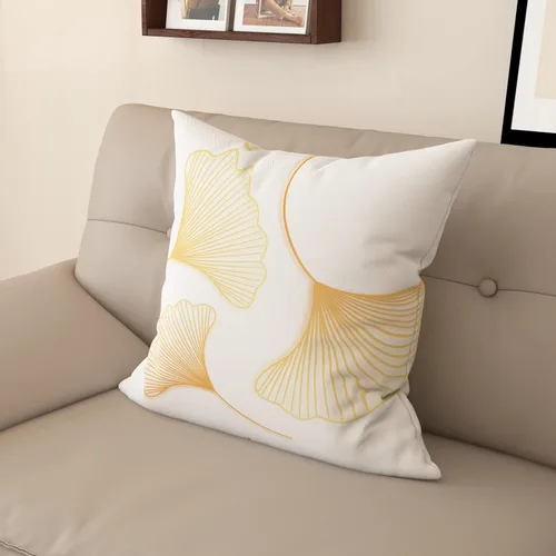 Vista 19 de Funda de almohada de mezcla de algodón y lino de estilo nórdico con patrón de hojas de ginkgo, funda de cojín para sofá del hogar, funda de almohada