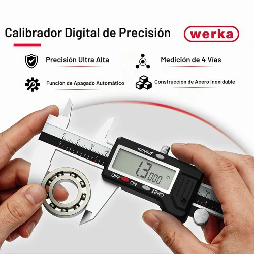 Vista 3 de Werka - Calibrador digital de 0 a 6 pulgadas, herramienta de medición de acero inoxidable