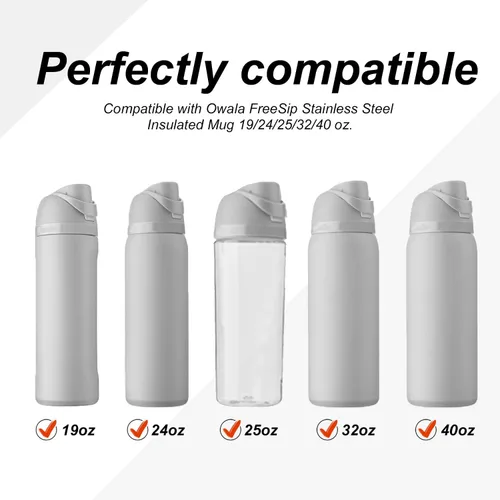 Vista 4 de 3 tapones de repuesto compatibles con Owala FreeSip de 24 onzas, 32 onzas Rosa
