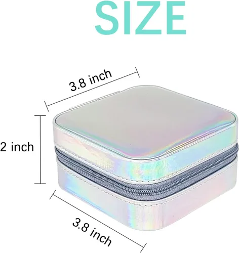Vista 2 de Small Jewelry Box with mirror, Portable Mini Travel Jewelry Case Storage Organizer, PU Leather Double Layer Jewellery Organizer for Women and Girls