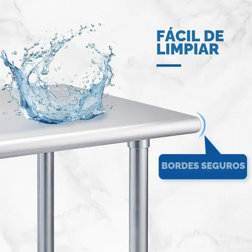 Vista 5 de Profeeshaw mesa de trabajo, de uso comercial, de acero inoxidable NSF con protector contra salpicaduras y estante inferior, para cocina, restaurante