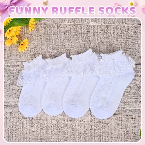 Vista 19 de sockfun Calcetines con volantes para bebé, calcetines de encaje con volantes para niños pequeños y niñas