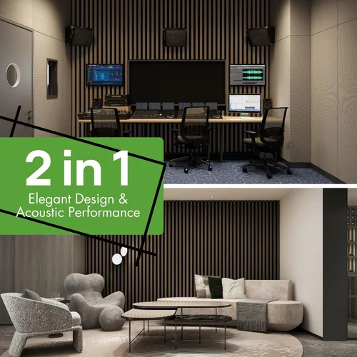 Vista 7 de Art3d Paquete de 4 paneles de listones de madera insonorizados de 12 x 24 pulgadas, paneles de pared acústicos de 8 pies cuadrados, paneles de pared