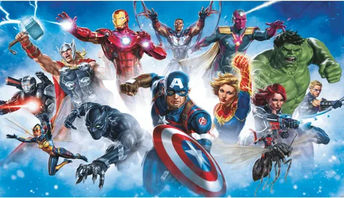 Vista 6 de RoomMates RMK11410M Marvel Comic Cover - Mural de papel tapiz para despegar y pegar, 10.5 pies x 6 pies