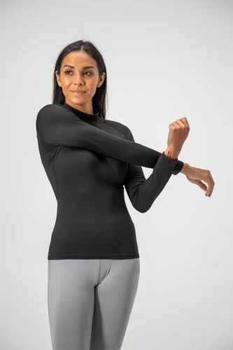 Vista 4 de DEVOPS - Paquete de 2 camisas de manga larga térmicas de cuello tortuga para mujer de comprensión, para usar debajo de la ropa