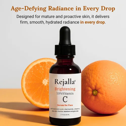 Vista 2 de Suero de vitamina C para la cara - 10% de vitamina C ácido hialurónico niacinamida suero antienvejecimiento - Suero facial luminoso - Manchas
