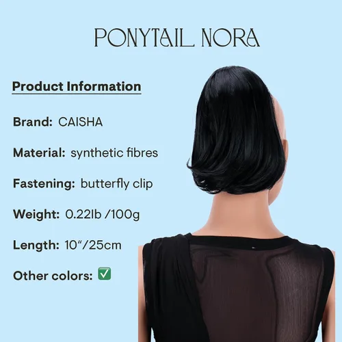 Vista 2 de CAISHA Cola de caballo con clip de mariposa para el cabello moño peinado nupcial hepburn moño Scrunchie recto negro H401