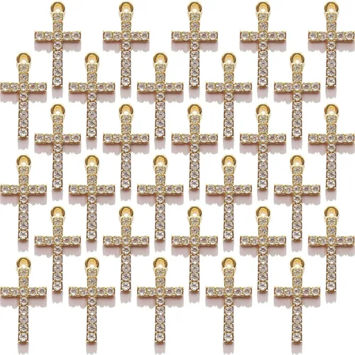Vista 7 de Zirconia Crystal Rhinestone Cross Charms for Jewelry Making Bracelet Necklace Choke Earring Pendant Key Chain Craft Supplies DIY Accessories