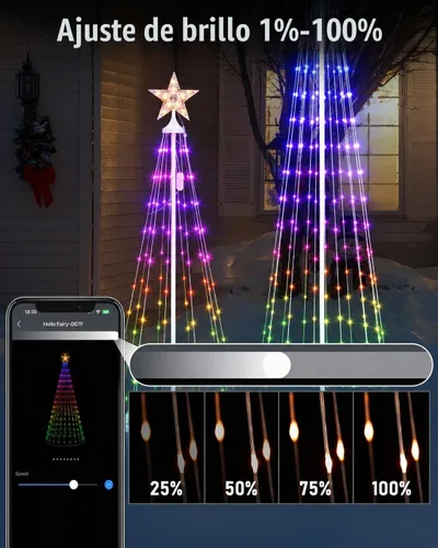 Vista 7 de Árbol de Navidad inteligente para exteriores de 9 pies con control de aplicación