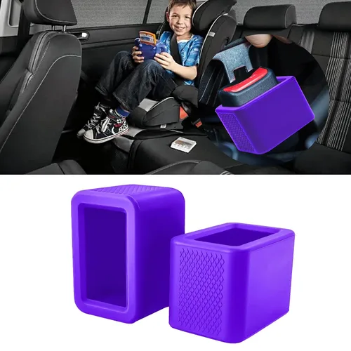 Vista 9 de 2 unidades de soporte de hebilla de cinturón de seguridad de silicona, refuerzo de hebilla de cinturón de seguridad para niños, material de silicona