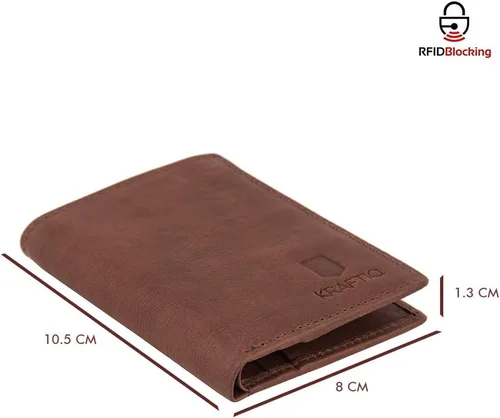 Vista 5 de KRAFTIQ ROMAN- Cartera de cuero marrón curtido vegetal para tarjetas de crédito Marrón Vintage