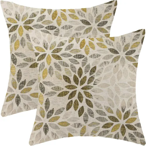 Vista 9 de Juego de 2 fundas de almohada florales negras de 18 x 18 pulgadas, decoración de granja de dalia para exteriores, diseño geométrico, fundas de cojín