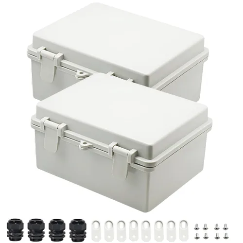 Vista 12 de Zulkit - Caja de conexiones plástico ABS impermeable IP65 - Cajas eléctricas con carcasa con bisagras para exteriores universales - Recinto