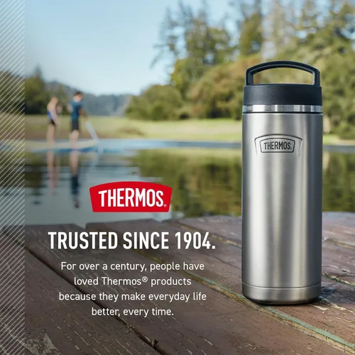 Vista 8 de THERMOS ICON SERIES - Botella de agua de acero inoxidable con tapa superior de rosca, 32 onzas, granito, botella de agua aislada con tapa Granite