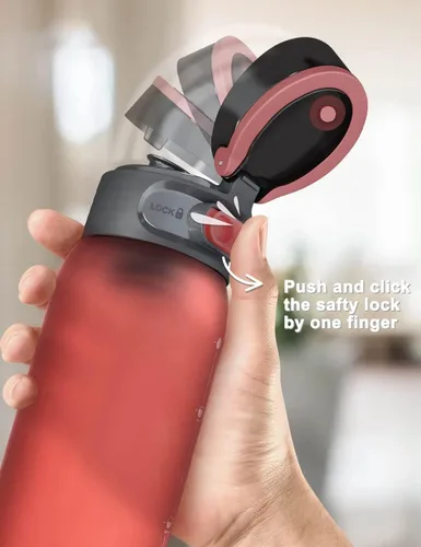 Vista 4 de GOX Botellas de agua con infusor de 32 onzas, con una varilla de infusión de longitud completa, tapa superior abatible, regalo de fácil agarre
