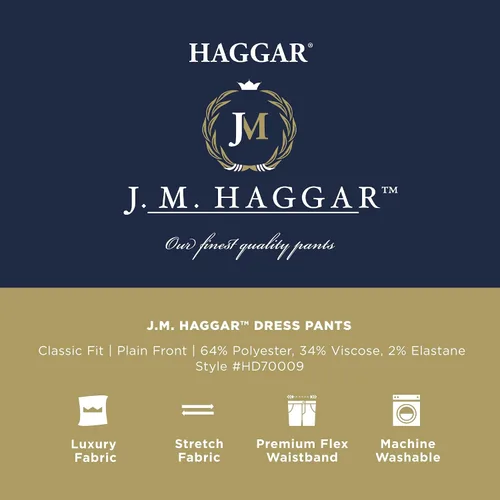 Vista 5 de J.M. Haggar Men's 4-Way Stretch Straight Fit Flat Front Dress Pant