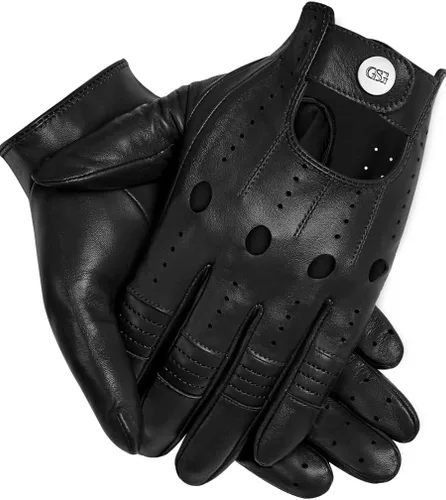 Vista 9 de GSG Guantes de cuero genuino para hombre de piel de oveja negros para conducir en bicicleta con pantalla táctil, guantes de motocicleta sin forro