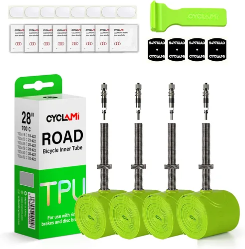 Vista 11 de 1/4-Pack TPU Inner Tubes 700x18-32c 700c Inner Tubes with Removable Core Ultralight 38g 45/60/80mm Metal Presta Valve