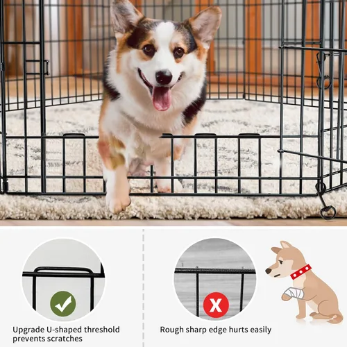 Vista 10 de PETIME - Corral plegable de metal para ejercicio de perros/Parque de juegos para cachorros con 8 paneles para interior/exterior, valla de patio