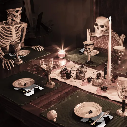 Vista 5 de Quera Paquete de 50 servilletas de papel desechables de gato negro, suministros para fiestas, servilletas de papel de Halloween, servilletas