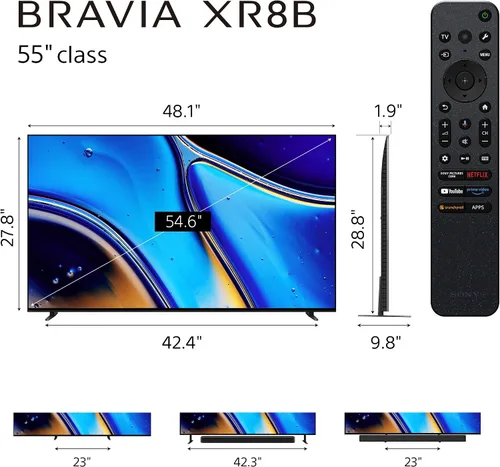 Vista 2 de Sony 55 pulgadas BRAVIA XR8B OLED 4K HDR Smart Google TV (K-55XR8B)
