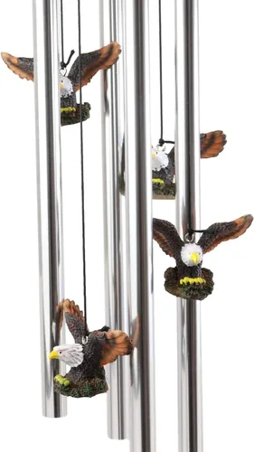 Vista 5 de Ebros Gift Colorido águila calva americana extendiendo sus alas resonante carillón de viento relajante Patio Jardín Decoración de aves silvestres
