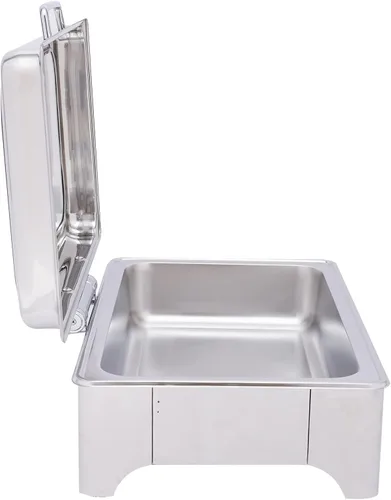 Vista 8 de Plato eléctrico de chef con tapa enrollable, calentadores de bufé de acero inoxidable con temperatura ajustable, calentador de alimentos comercial