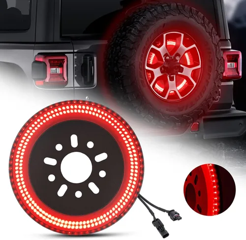 Vista 9 de SUPAREE Luz de Freno de Llanta de Repuesto Compatible con Jeep Wrangler 2007-2017 JK JKU YJ TJ, Plug and Play 4ta Tercera Luz de Freno Trasera LED