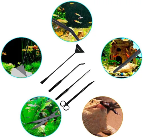 Vista 7 de capetsma - Pinzas para acuario, herramientas de acero inoxidable para plantas de acuario, herramientas largas para paisajismo acuático, tijeras