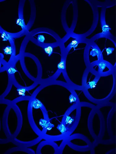 Vista 2 de Fantasee - Guirnalda de luces LED de rosas que funcionan con pilas, luces de rosas decorativas para bodas, propuestas de matrimonio, hogar, Azul