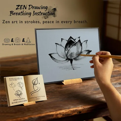 Vista 3 de AOVOA Zen Buddha - Tabla de pintura al agua con guía de dibujo y respiración, juego de arte relajante de dibujo de agua con pinceles y plantillas