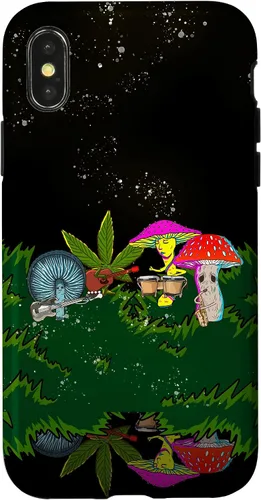 Vista 5 de Jamming Mushrooms Weed - Carcasa para iPhone 17, diseño psicodélico de cannabis 420
