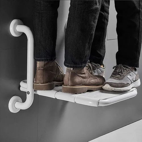 Vista 3 de Silla de ducha para ducha interior, asiento de ducha plegable para ancianos, silla de ducha montada en la pared con pierna ajustable, capacidad