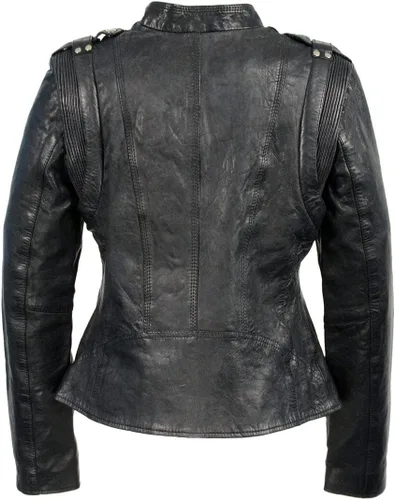 Vista 2 de Milwaukee Leather Chaqueta de moto asimétrica con doble cremallera para mujer