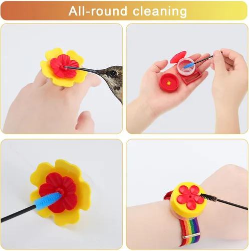 Vista 4 de 38 piezas de 3 tamaños de cepillo de limpieza para comederos de colibríes, mini cepillo de tubo de nailon con 16 piezas de repuesto para pájaros