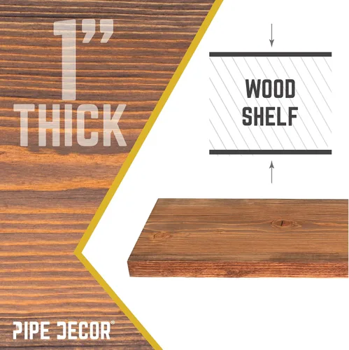 Vista 3 de PIPE DECOR Restore - Estantes flotantes de madera maciza, 24 pulgadas de largo, juego de 2 tablas de pino rústico prémium para dormitorio, sala