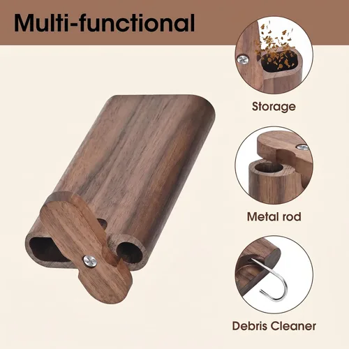 Vista 5 de Walnut Storage Box, Decorative Box with Lid,Two Metal Tubes